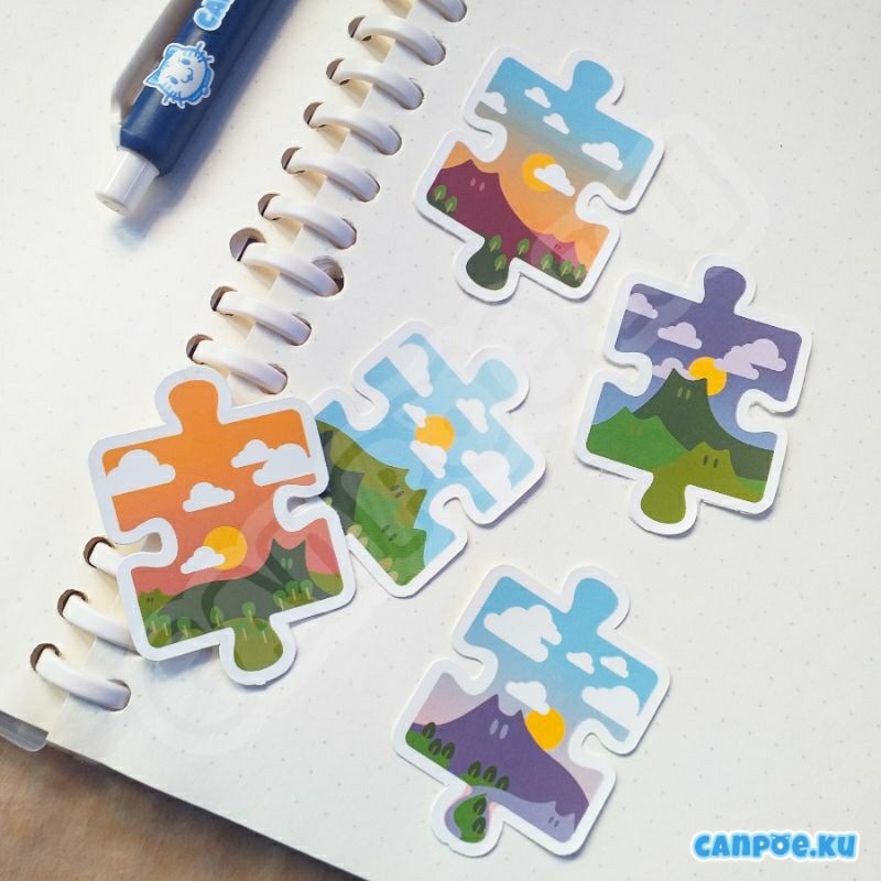 

Sticker Pack Vinyl Matte Doff Laminated - Meouwntain Puzzle Piece