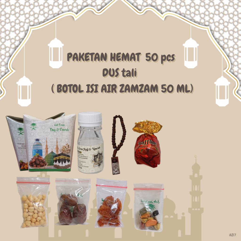 

NOB paketan hemat tali untuk oleh oleh haji dan umroh 50 pcs ( botol isi air zam zam 50 ml )