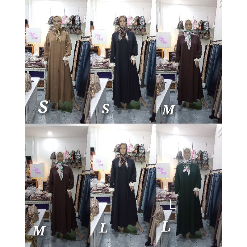 Gamis polos bahan Haniya premium by DnL Luxury