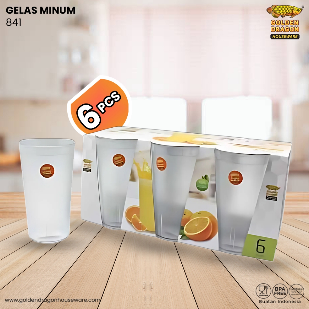 Arwana Houseware Gelas Minum 841 ( 550 ml ) - Golden Dragon