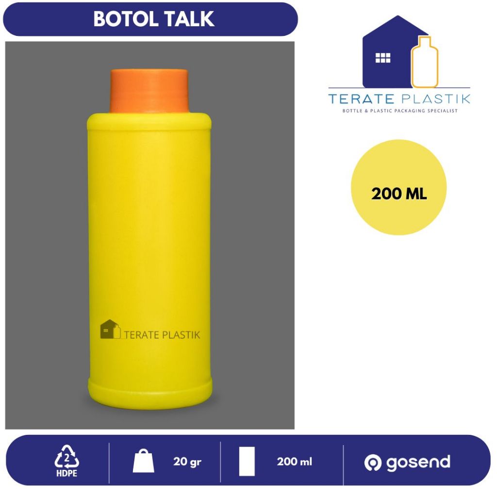 Botol Bedak Talc 200gr | Bedak Tabur | Terate Plastik