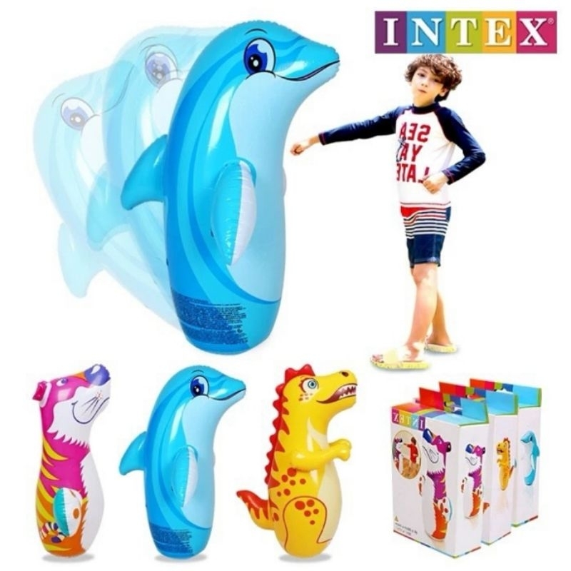 Intex tinju karakter dolphin / mainan tinju anak / balon tinju kids fighter