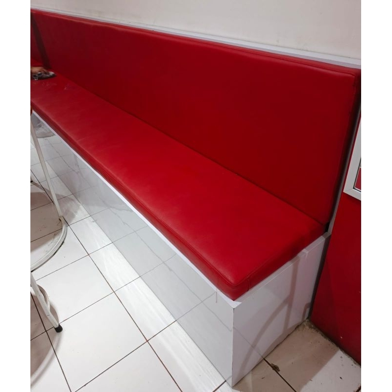 Sofa panjang cafe / tempat duduk kafe / sofa 3 meter sofa merah putih
