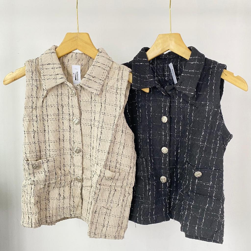 Sleeveless Tweed / Atasan Vest Wanita / Atasan Tweed Vest Wanita / Blazer/  Rompi Wanita Premium