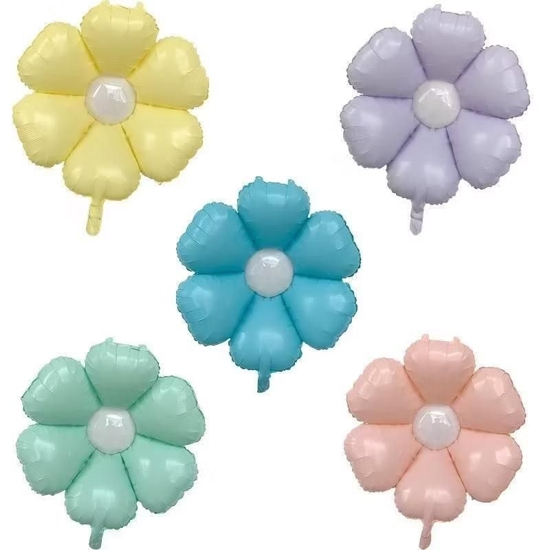 Balon foil karakter bunga kecil daisy pastel macaron balloon flower matahari baloon hiasan dekorasi 