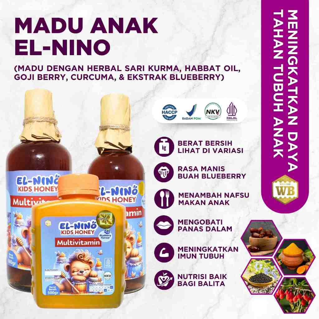 

WB Wild Bee - Madu El Nino Anak Multivitamin - Madu Herbal - Wild Bee - Beli 10 Gratis 1