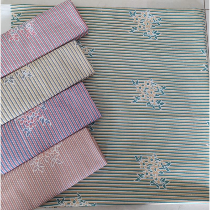 kain batik lurik bunga soft bahan teteron rayon untuk atasan blouse kemeja wanita batik