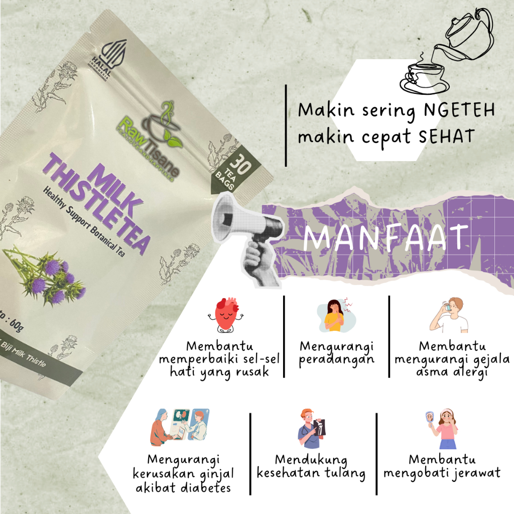 

RK12 RAW TISANE Milk Thistle Tea : Teh Celup Biji Milk Thistle Isi 30 Tea Bag
