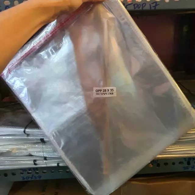 [ 1PACK 100 LEMBAR ] Plastik OPP Baju 28X35 CM / Plastik OPP Bungkus Kemasan Baju Bening / Plastik B