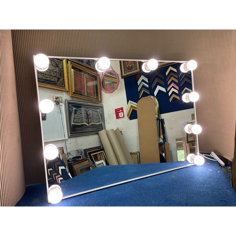 Cermin Rias LED 10 Lampu 60x80 cm - Dinding & Standing | Cermin Makeup Lampu Terang