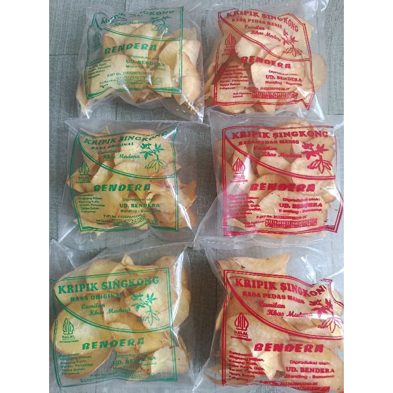 

Keripik Singkong Bendera 60gr Rasa Original dan Pedas manis - Kripik Singkong Madura