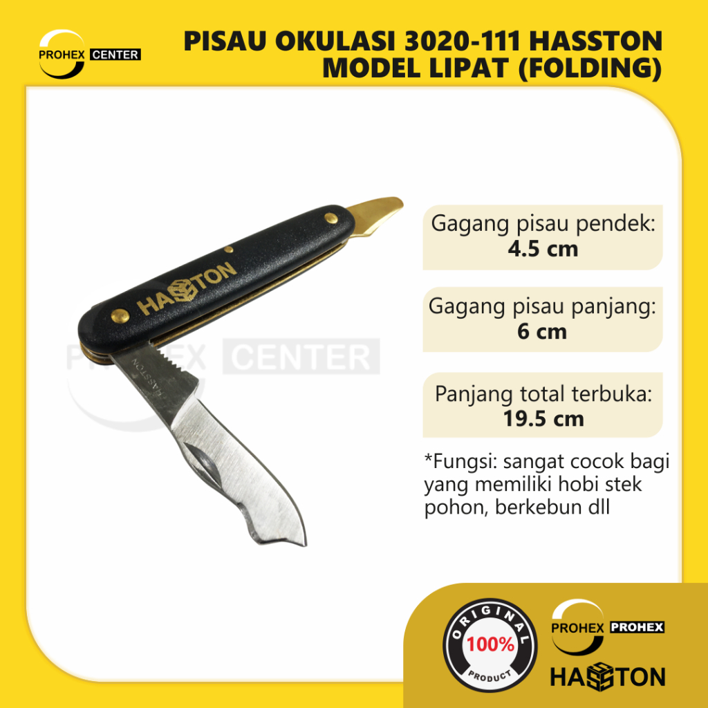 Pisau Grafting Okulasi Lipat Saku Stek Cangkok Ranting Pohon Prohex Hasston 3020-111 Alat Bonsai