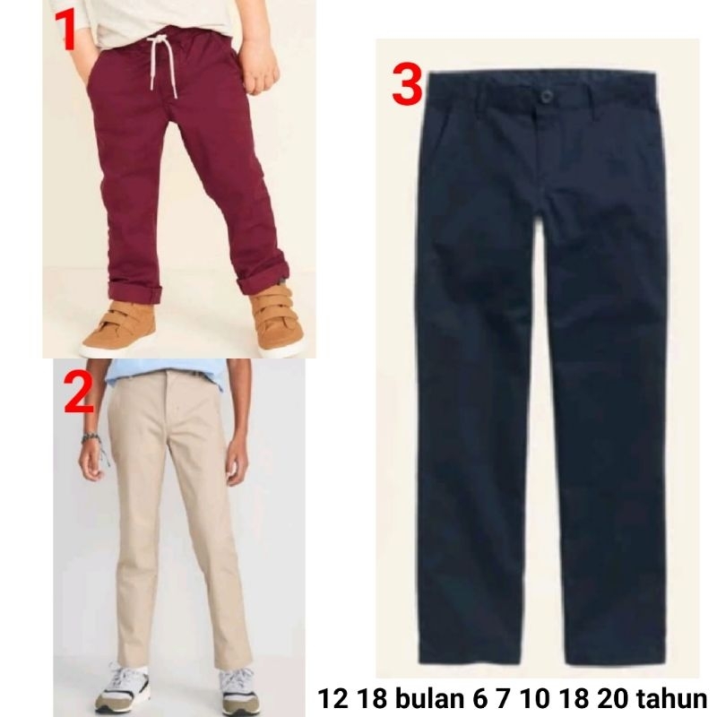 Celana panjang Chino anak bayi laki cowo Old navy 12 18 bulan 6 7  10 18 20 tahun coksu maroon navy