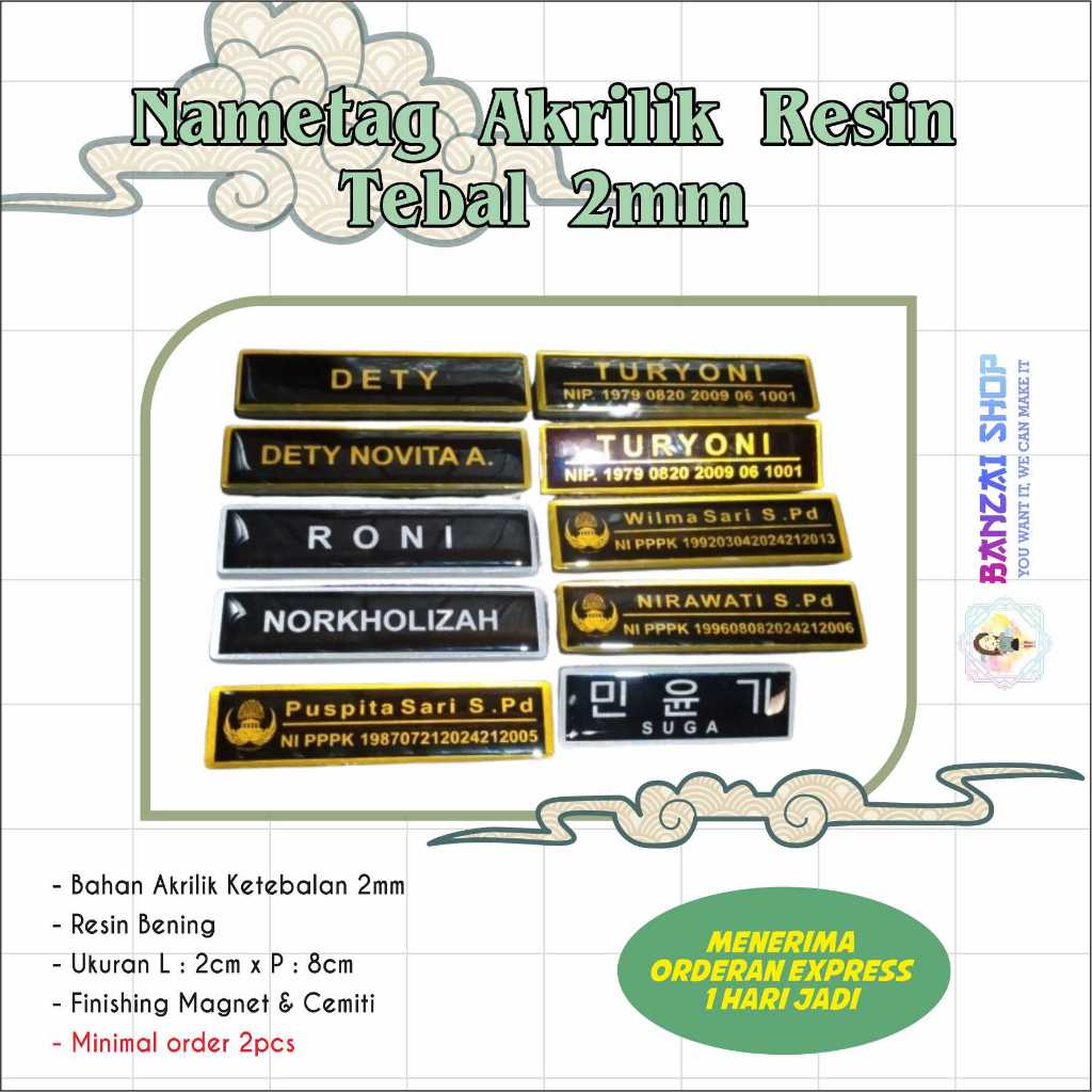 

Custom Nametag Akrilik Resin (Proses bisa express)