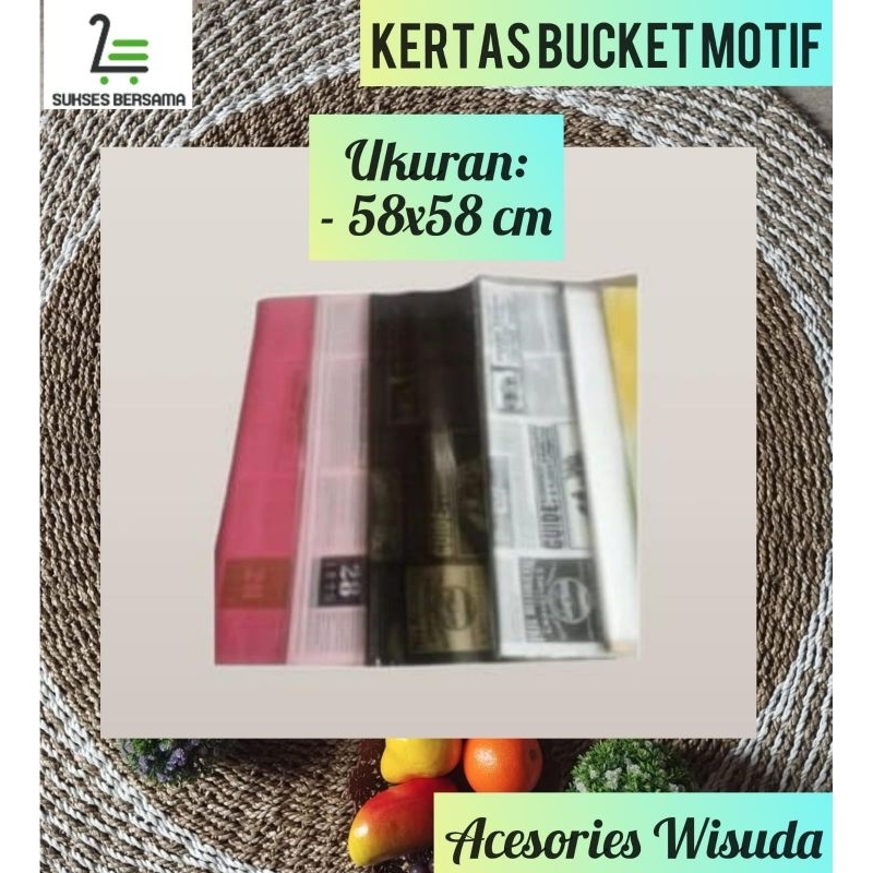 

Kertas Bucket Bunga Motif 58x58 cm/Cellophane Gold Lis Kertas Bucket Bunga/bucket