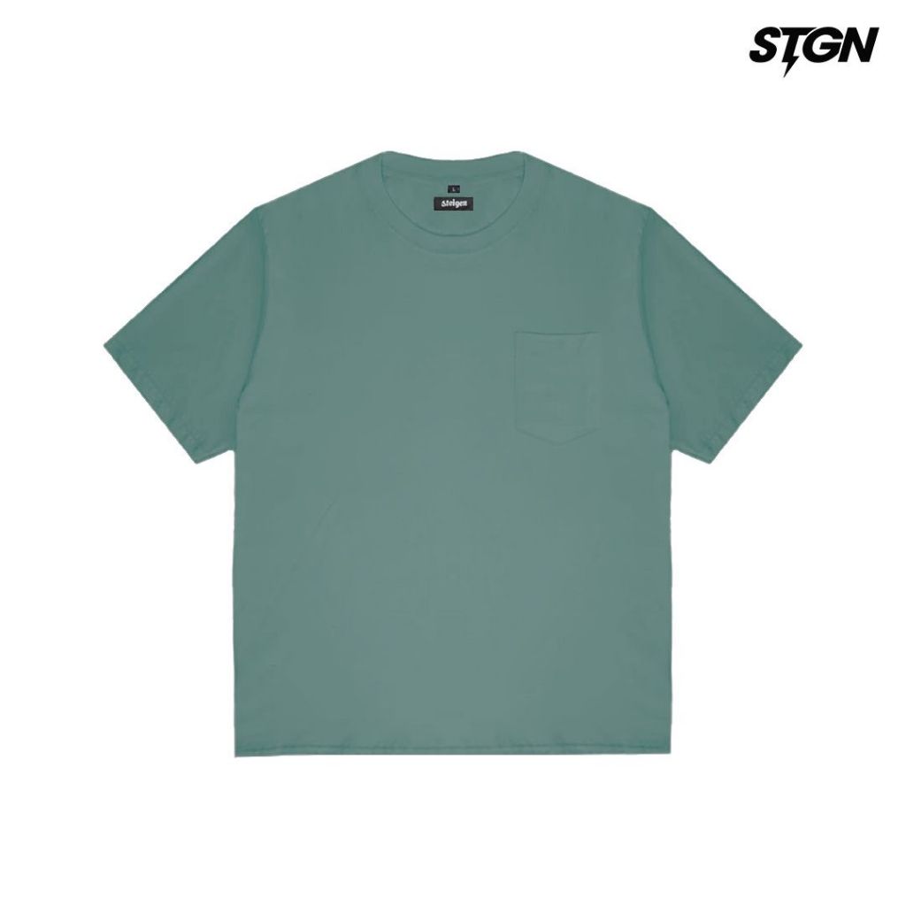 Steigen Kaos Polos Pocket Basic Oversize Sea Green Cotton Combed 24s