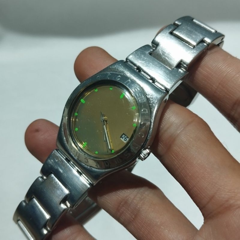 Jam Tangan Wanita Swatch Irony AG 2000 Gold Tone Dial Repaired Modified