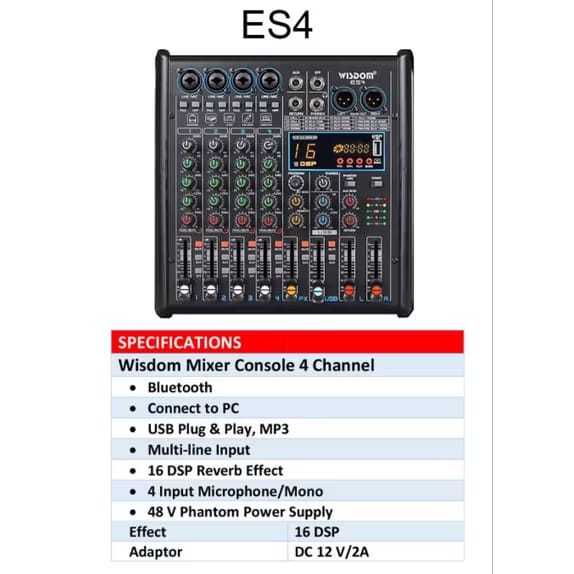 Mixer / Mixer Audio / Mixer Professional 4 Channel WISDOM ES4