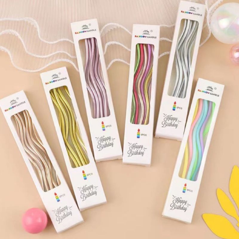 Lilin Spiral Korea Lilin Ulang Tahun Cantik Aesthetic Isi 6 Pcs