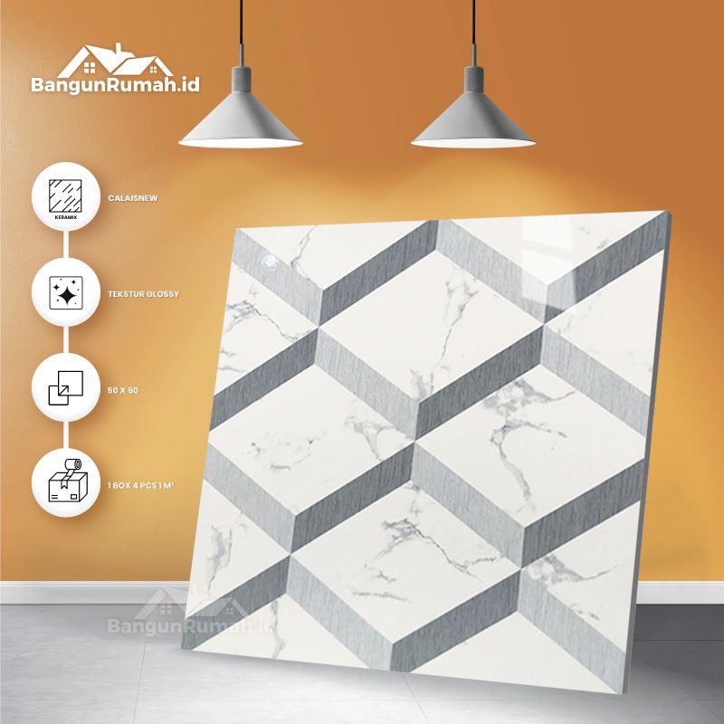 Keramik lantai glossy Laguna calais 50x50