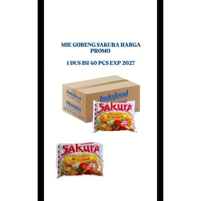 

MIE GORENG SAKURA PROMO 1 DUS 40 PCS TERMURAH - EXP 2027