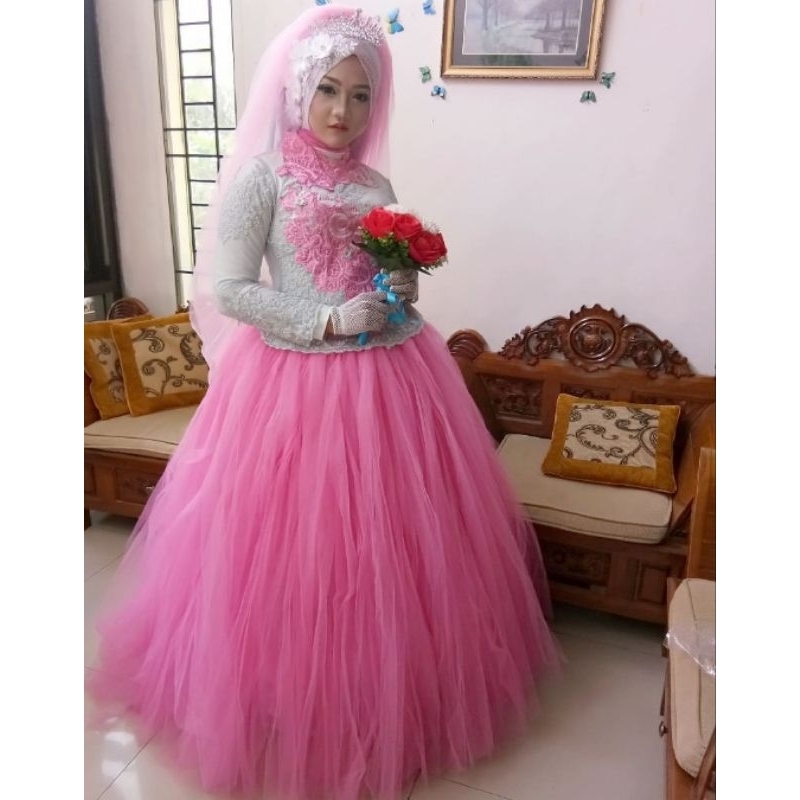 Kebaya Modern Gaun Dress Pengantin Bahan Tile