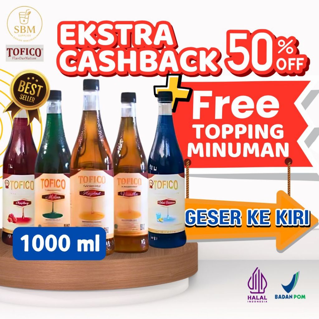 

SIRUP TOFICO ORIGINAL TERMURAH TERLARIS - SYRUP PREMIUM UNTUK MINUMAN | COCOK UNTUK CAFE RESTORAN DAN USAHA LAINNYA - ALL VARIAN UKURAN 1000 ML