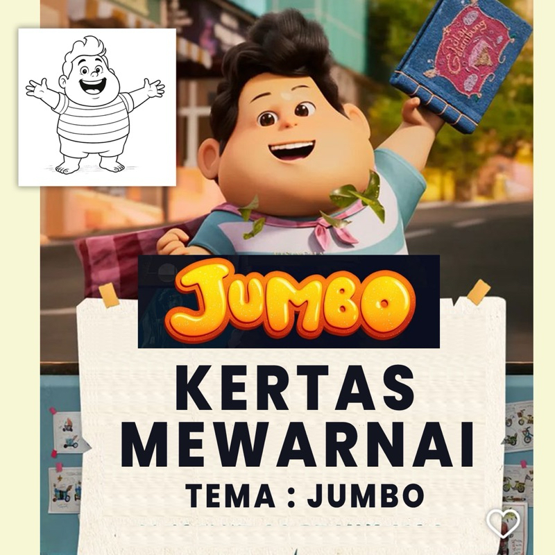 

15 Lembar A5 - Kertas Mewarnai Tema Animasi Jumbo - Kartun Jumbo