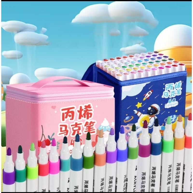 

Spidol Maker isi 24 Pcs (24 Warna) With a Stylish Pouch/ Acrylic Marker Set