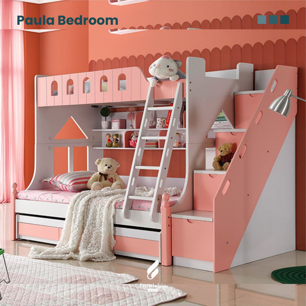 Kamar tidur anak tingkat 3, Ranjang tingkat 3 bed, Set kamar tidur anak tingkat 3, Tempat tidur ting