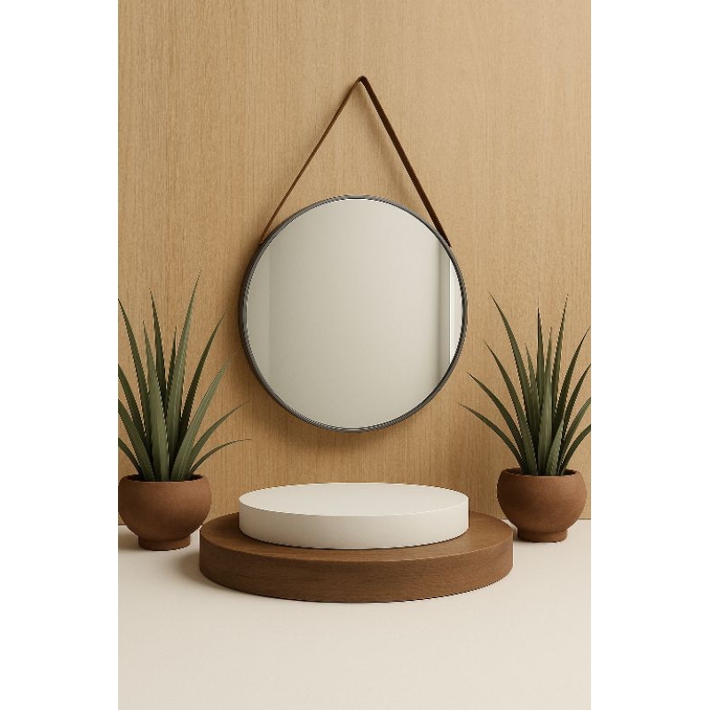 Cermin Dinding Bulat Minimalis Bevel / Tidak Bevel - Cocok untuk Kamar, Wastafel, Kamar Mandi, Ruang