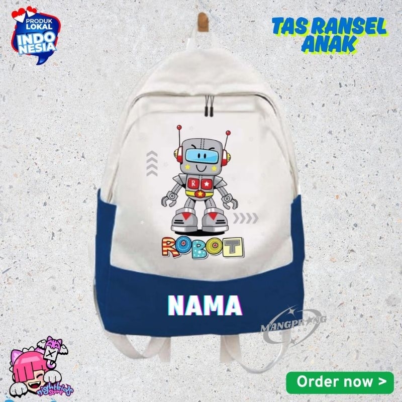 Tas Ransel anak motif karakter robot kekinian