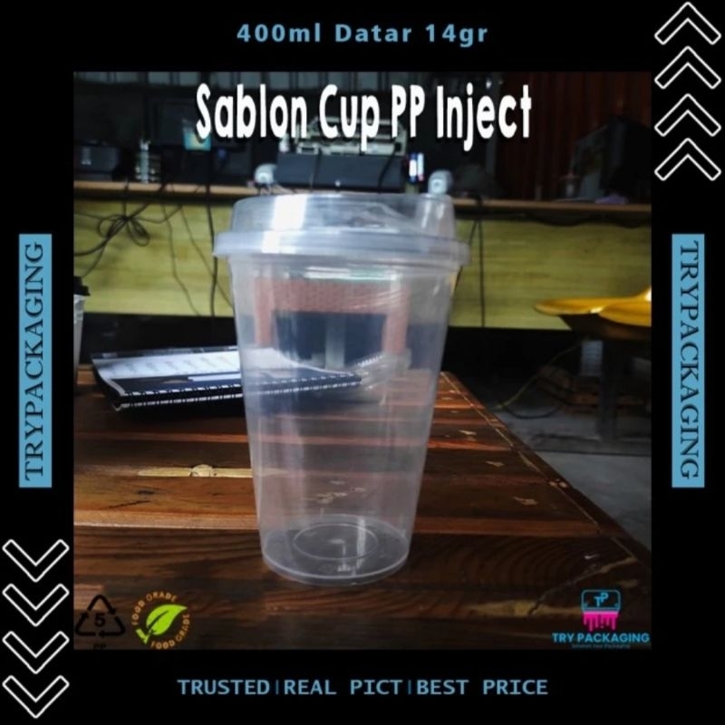 Sablon Cup Plastik Inject - 14 oz / 400ml Injection Cup -
