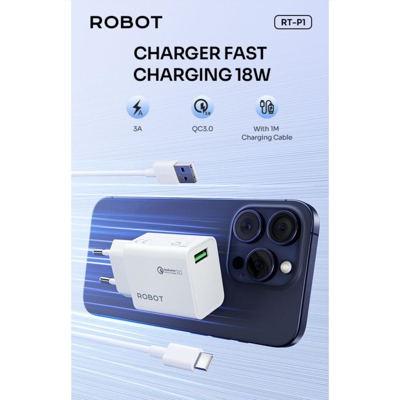 Travel Charger Robot RT-P1 18W For Type c Fast Charging Charger Casan Robot 18W usb C