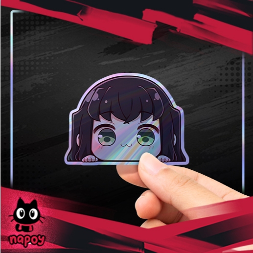 Stiker Hologram Anime Demon Slayer Chibi Muichiro Tokito