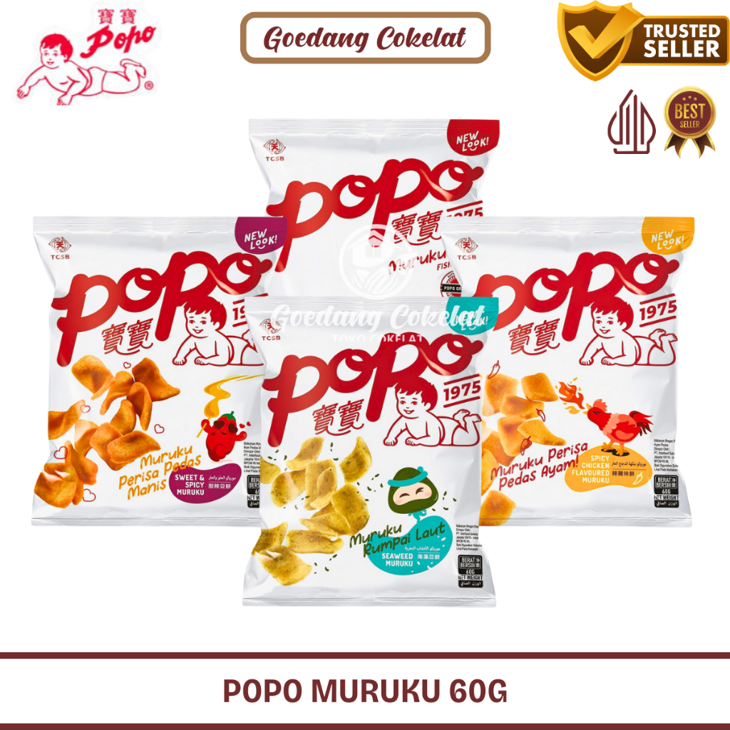 

POPO MURUKU Rasa Ikan Seaweed Spicy Chicken Sweet Spicy Otak-Ku Otakku Maruku Fish / Snack Otak-Otak Malaysia Kemasan 60g