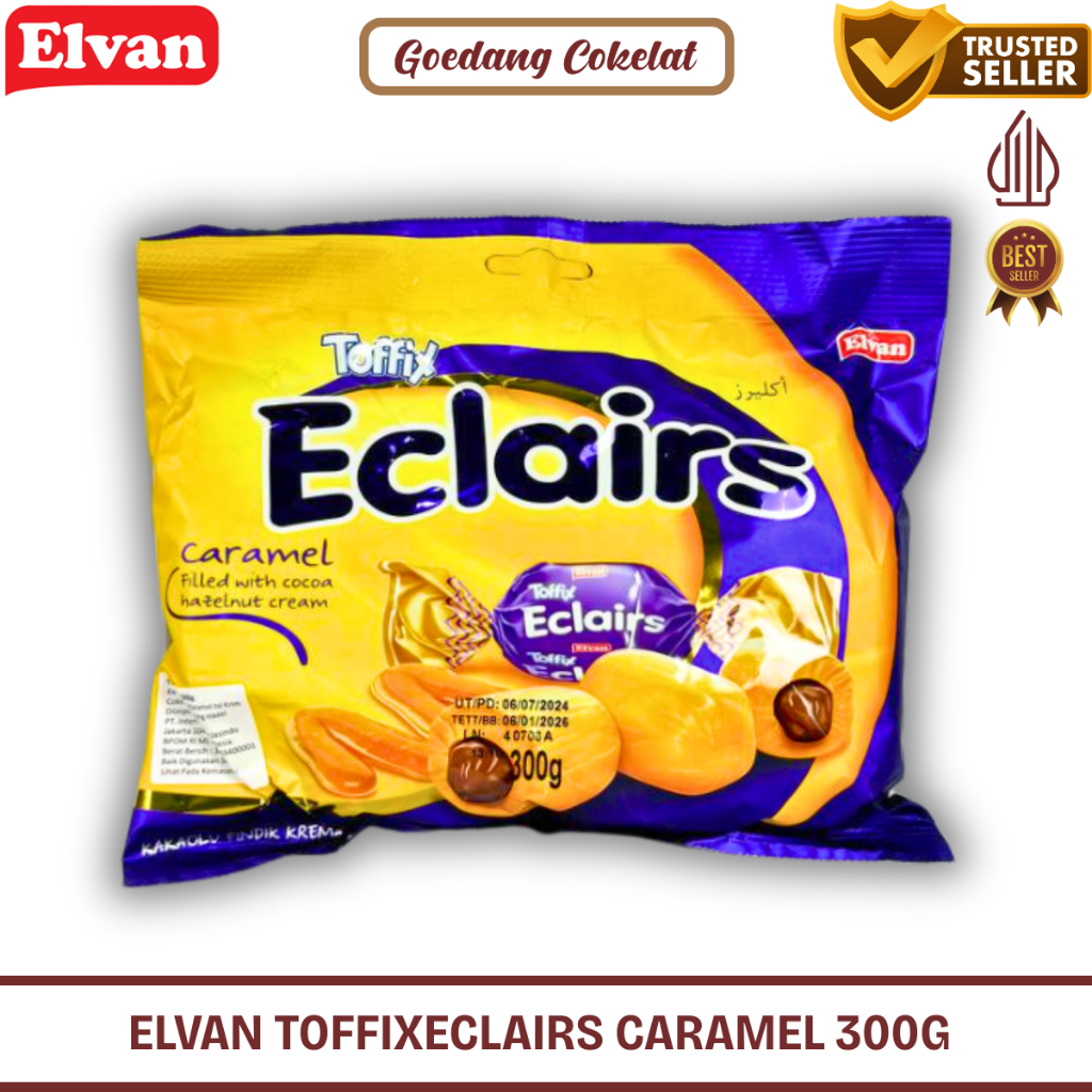 

ELVAN TOFFIX ECLAIRS CARAMEL 300g Permen Coklat Caramel Filled With Cocoa Hazelnut Cream Coklat Turki