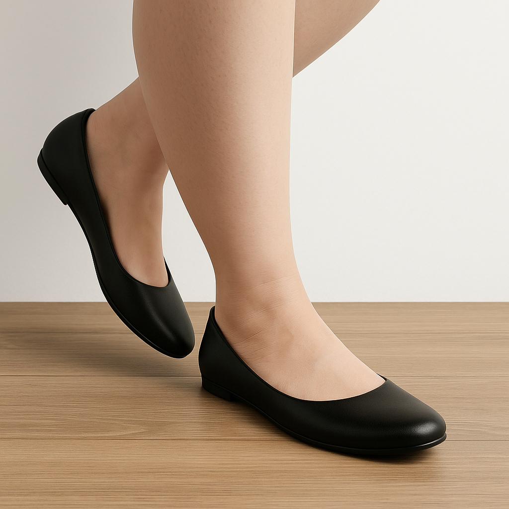 BIG SIZE - Sepatu Pantofel Wanita FLAT SHOES Formal Hitam Ukuran Jumbo