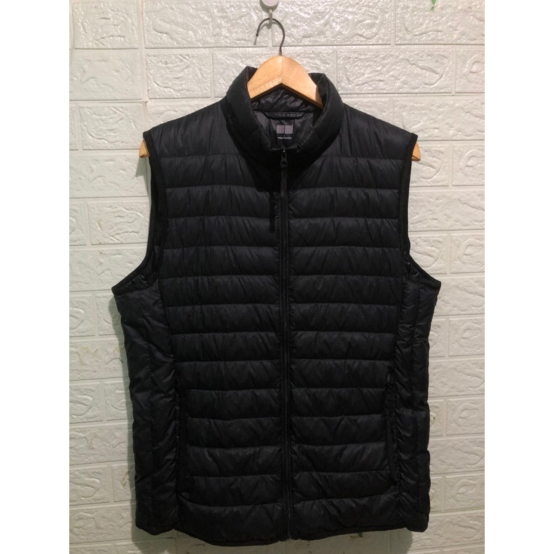 UNIQLO ultralight down Vest long neck hitam1 pocketable