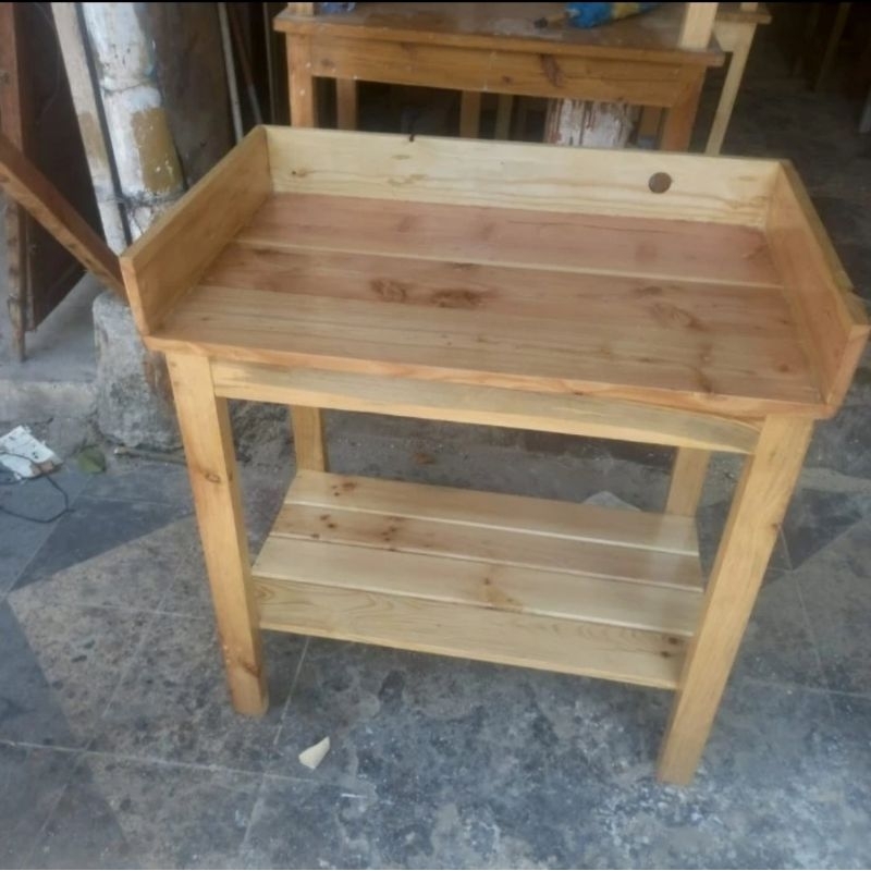Meja Kompor 2 Tungku Kayu, Meja Kompor Rak Minimalis, Meja Dapur, Meja Serbaguna, Meja 2 Tungku, Mej