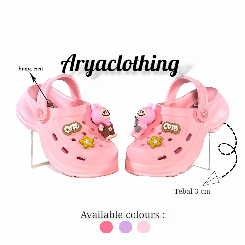NEW JOKIXX Sandal anak Perempuan baim tali belakang Karakter Labubu Bisa Bunyi cit-cit lucu Uk 20-23
