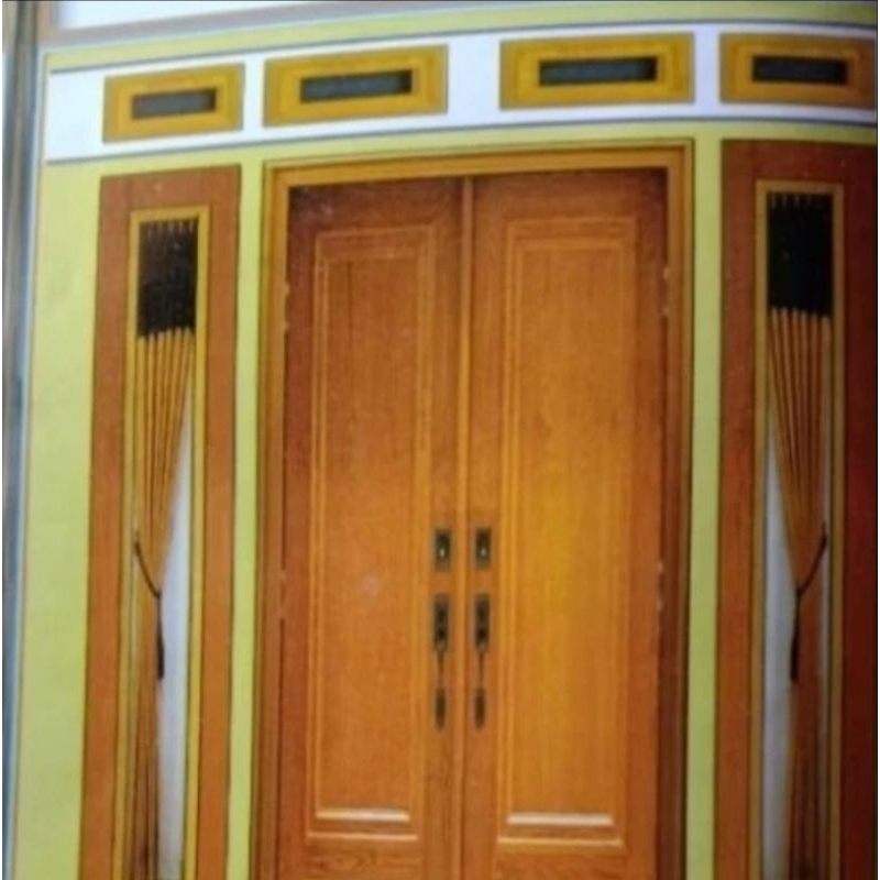 Kusen Pintu Kupu Tarung | Daun Pintu Utama Kayu | Pintu Kupu Tarung | 1 Set Kusen Pintu Kupu Tarung 