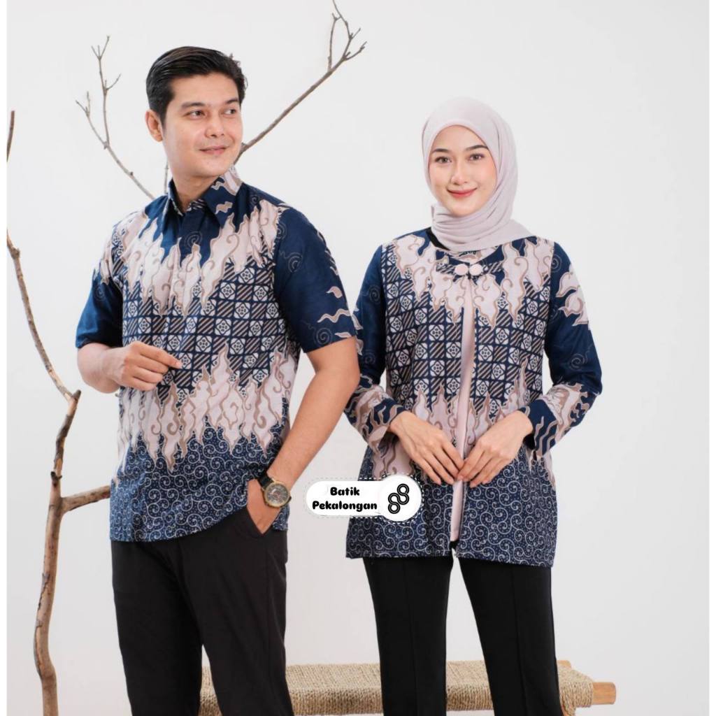 BATIK PEKALONGAN 88 - Couple Hem & Blouse Seroja Batik Bahan Katun Prima Atasan Kerja Seragam nb