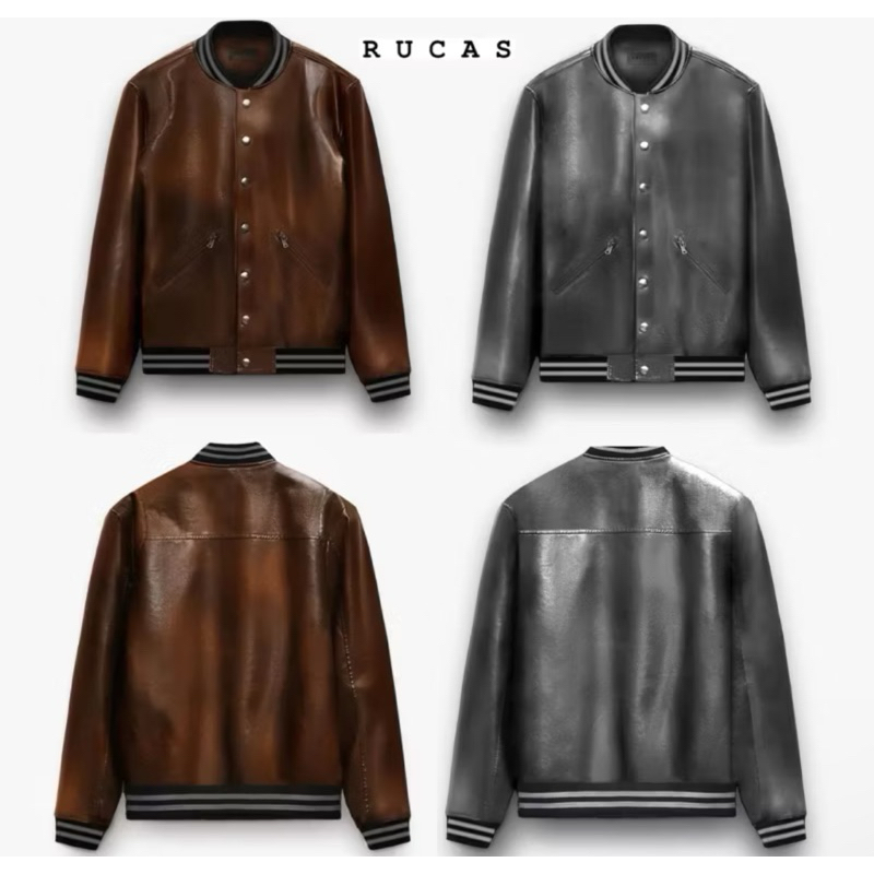 RUCAS TAILOR GRADIENR LEATHER JACKET BROWN & GREY 100% ORIGINAL MURAH