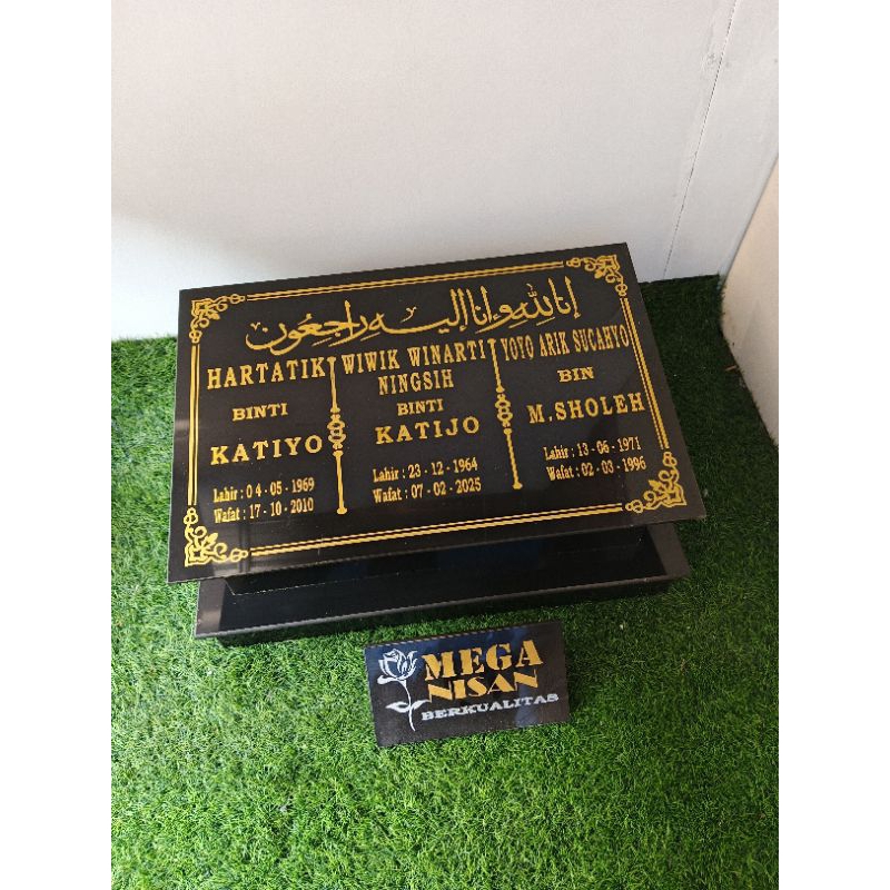 BATU NISAN  MAKAM/PAPAN NAMA KUBURAN(60X40)+ PACKING KAYU