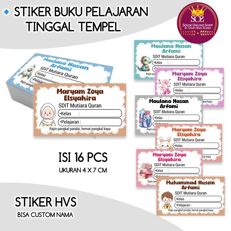 

(NEW) Stiker Buku Pelajaran Custom Nama | Sticker Mapel Anak Sekolah | Stiker Nama Buku