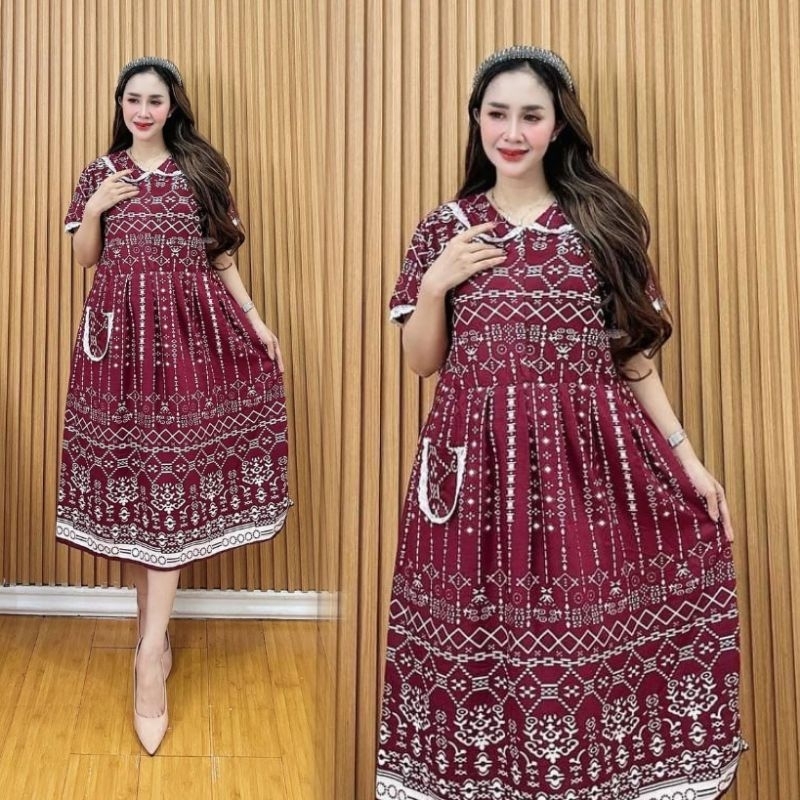 AMANDA DRESS DASTER CRINGKLE LD 110 MODEL TERBARU / DASTER CRINGKLE POLOS / DASTER JUMBO BUSUI FRIEN