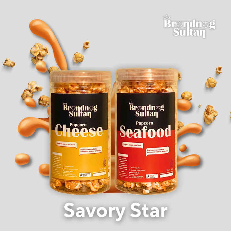 

[Savory Star] - Bundling Popcorn Brondong Sultan Cheese dan Seafood / Popcorn Cheese / Popcorn Seafood