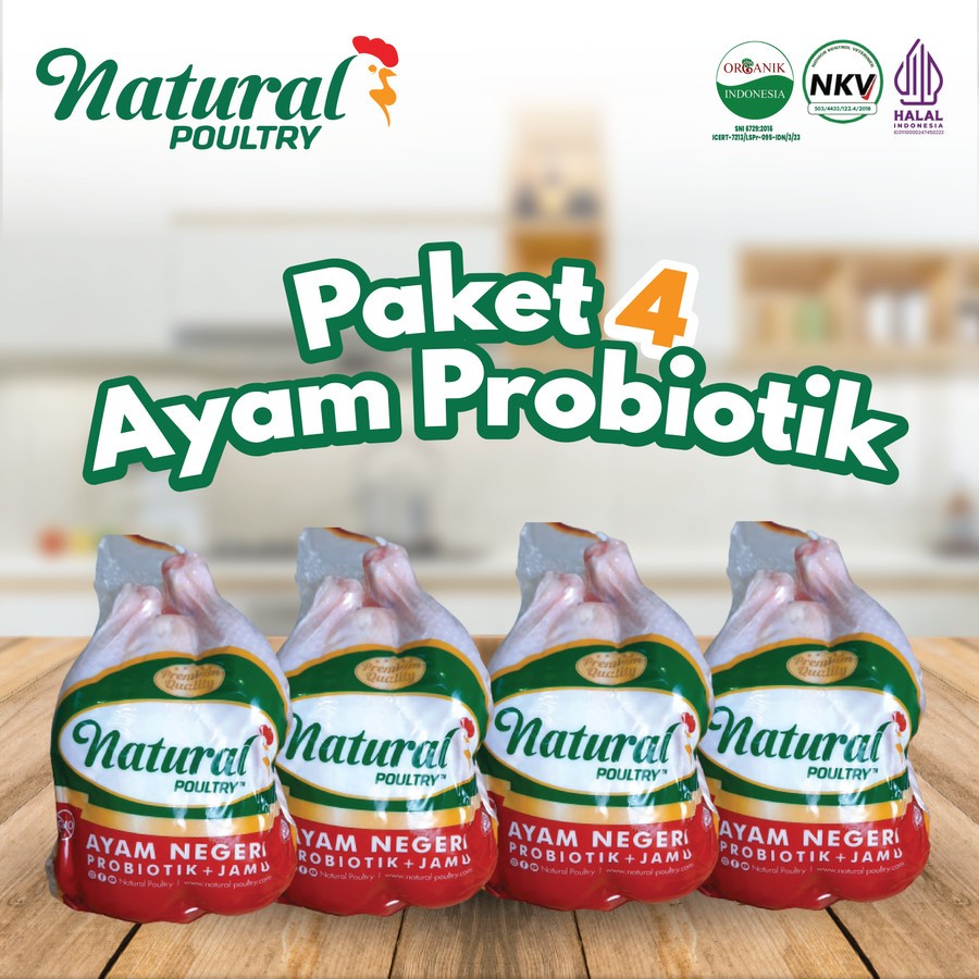 

Ayam Probiotik Reguler Natural Poultry 800gr-900gr - Paket 4 Ayam