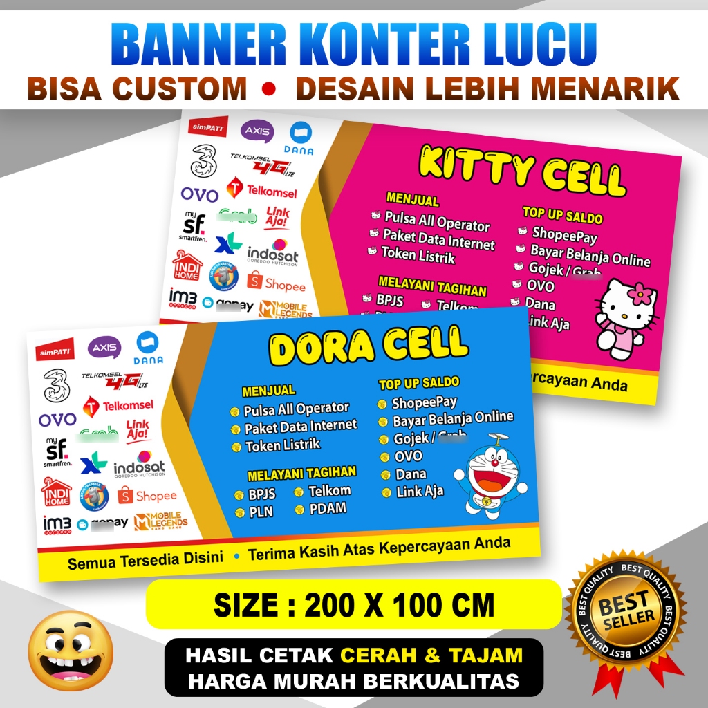 BANNER KONTER PINK HELLO KITTY DORAEMON KARAKTER TERMURAH